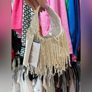 Cream Beaded Handbag